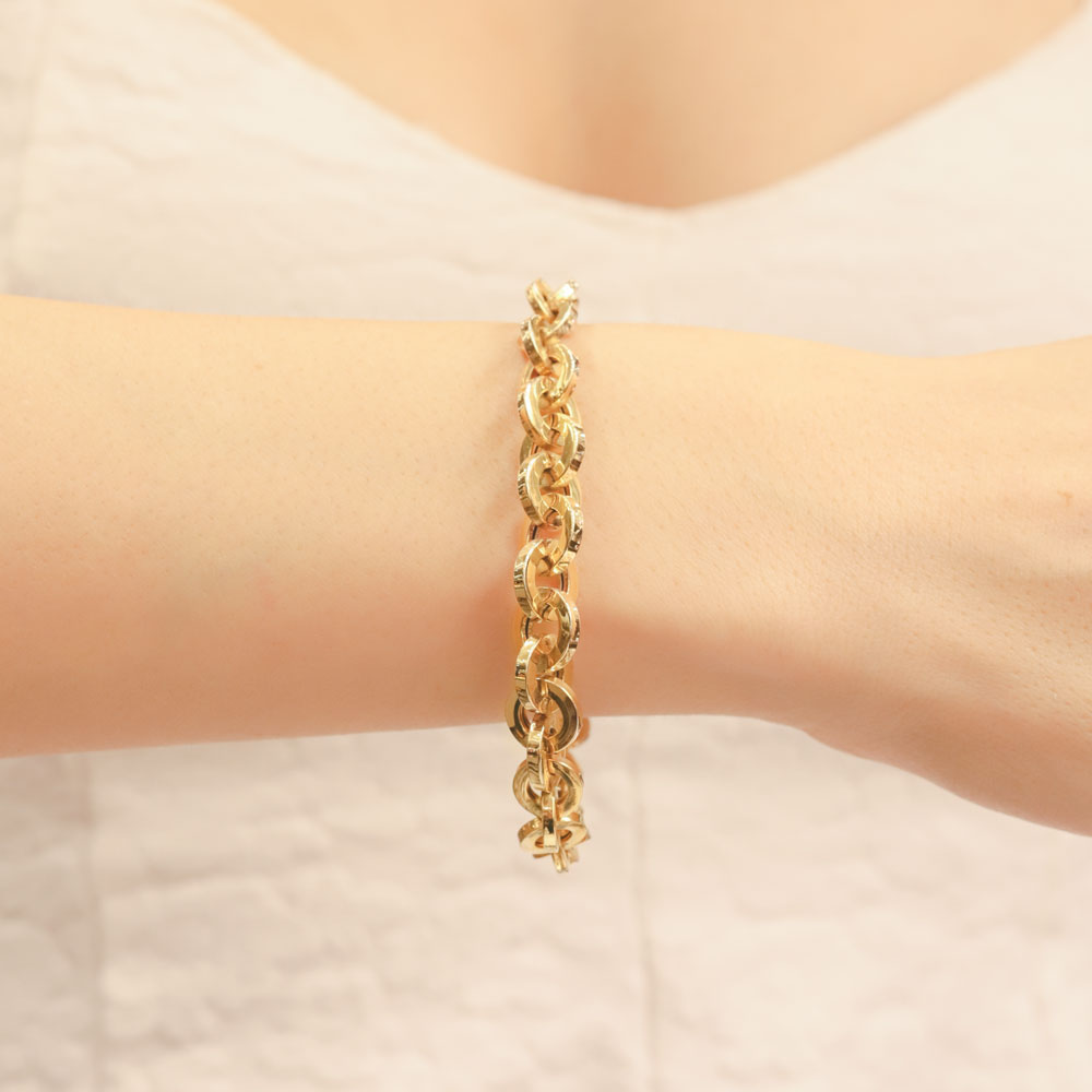 Trend Bileklik 14 Ayar Altın Kalın Halkalı Zincir Bileklik