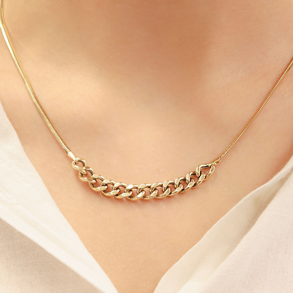 Zincir Kolye 14 Ayar Gurmet Detaylı Altın Kolye