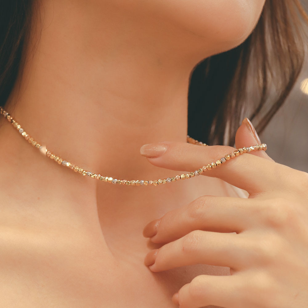 Zincir Kolye 14 Ayar Üç Renk Dorika Altın Zincir Kolye