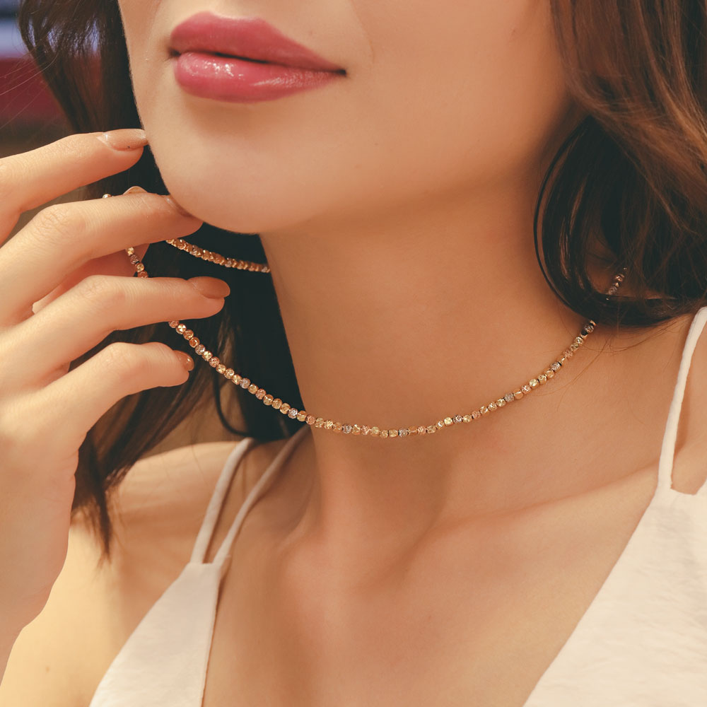 Zincir Kolye 14 Ayar Üç Renk Dorika Altın Zincir Kolye