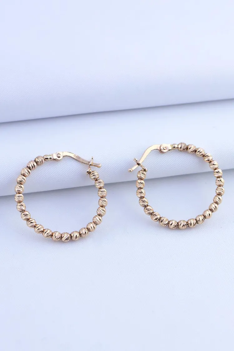 14 Ayar Altın Rose Gold Dorikalı Halka Küpe