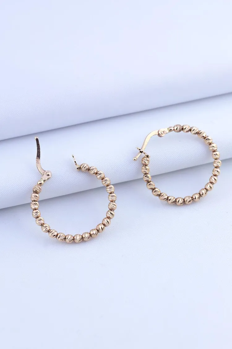 14 Ayar Altın Rose Gold Dorikalı Halka Küpe