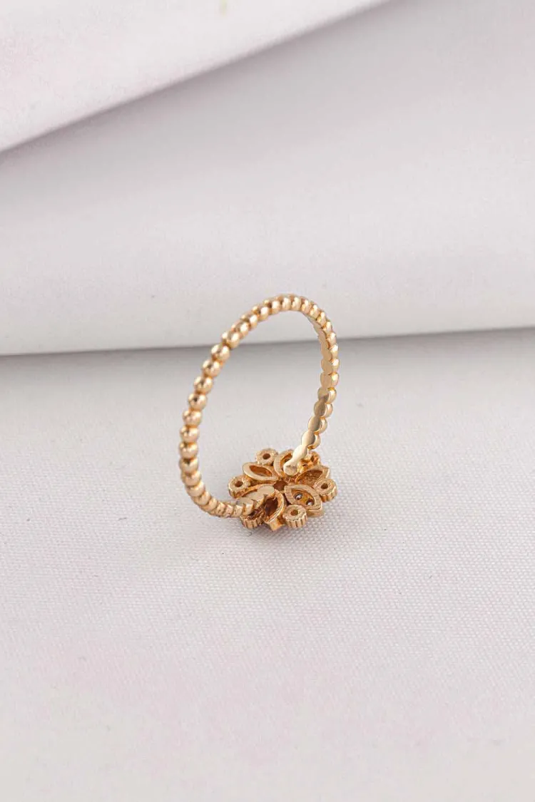 14 Ayar Altın Rose Gold Çiçek Yüzük 