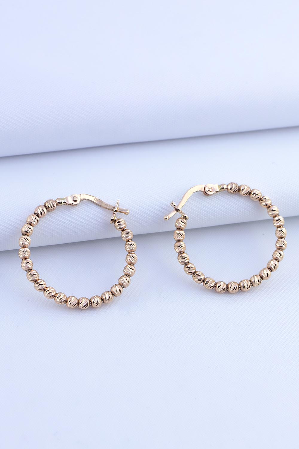 14 Ayar Altın Rose Gold Dorikalı Halka Küpe